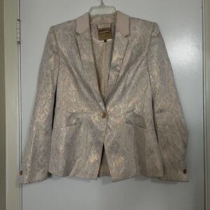 TED BAKER Champagne Pink Metallic Python Holiday Blazer Jacket size 3 Medium
